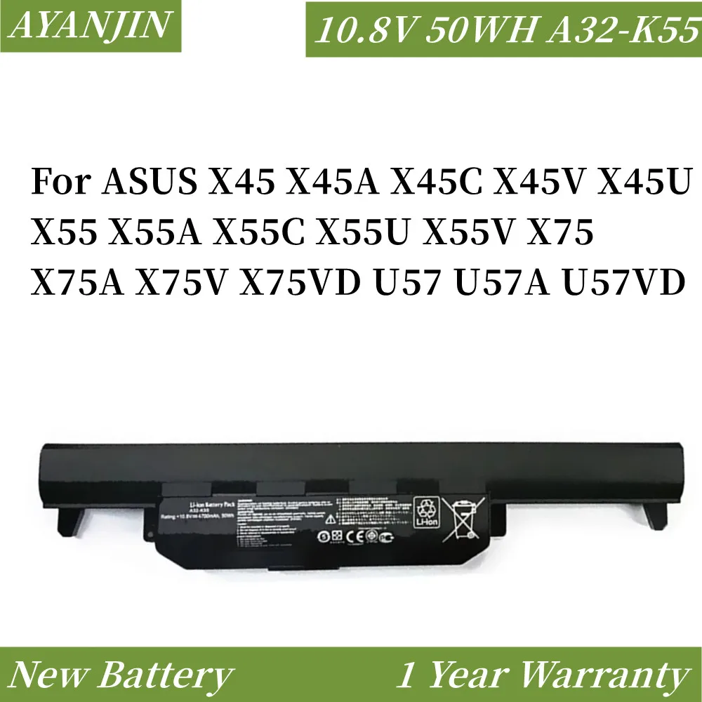 A32-K55 50WH Аккумулятор для ASUS K55 K55V X55U A45 A45D A45V A75A A75V K45 K45N K45V K75 K75A K75D R400 R500 X45A X55C A41-K55