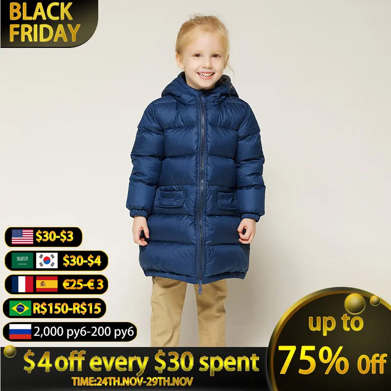 

Children's clothing winter clothing new boys and girls down jacket baby long children's thickened white duck down fashion jacket
