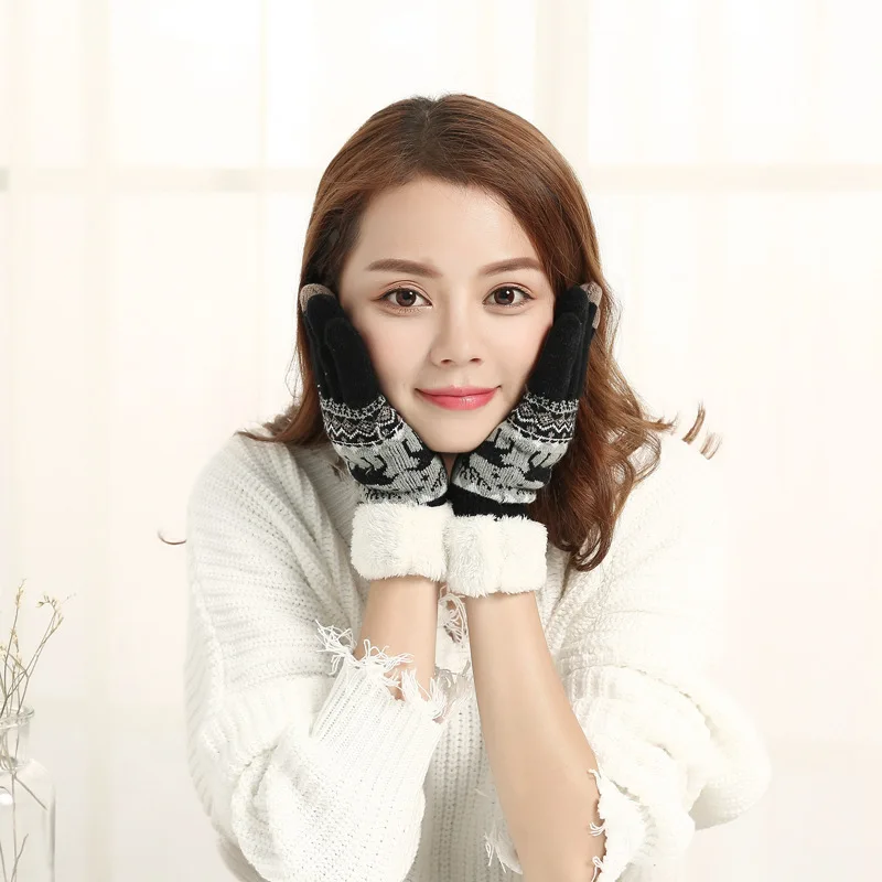 

2022 Ladies Fashion Cute Winter Warm Gloves Women's Finger Gloves with Animal Print Female New Original Design Casual Breathable