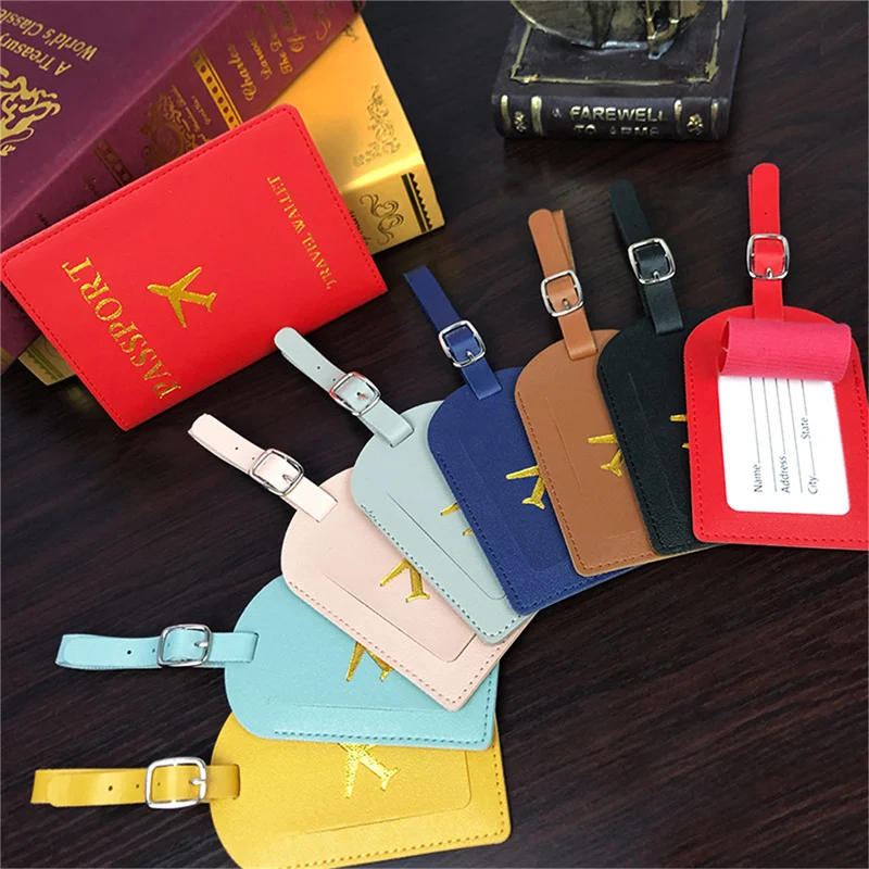 

Персонализированный Простой прямоугольный Держатель для паспорта, багажная бирка, кожаные Многофункциональные Наборы для путешествий, Обложка для паспорта