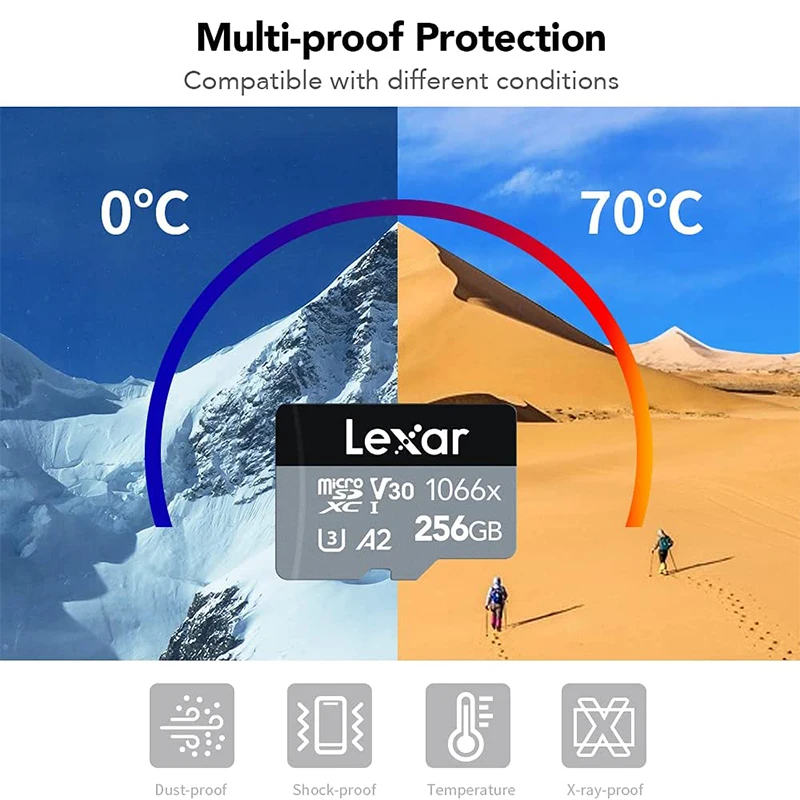 Карта памяти Lexar 1066x Micro SD 64 ГБ 128 256 512 MicroSD TF флэш-накопитель Профессиональная карта