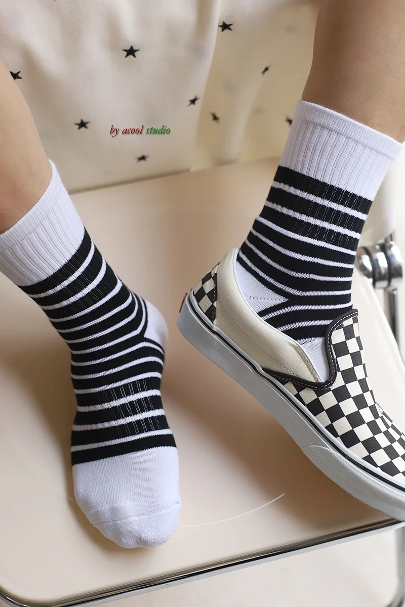 Мужские носки осень и зима до середины икры из чесаного чистого хлопка в