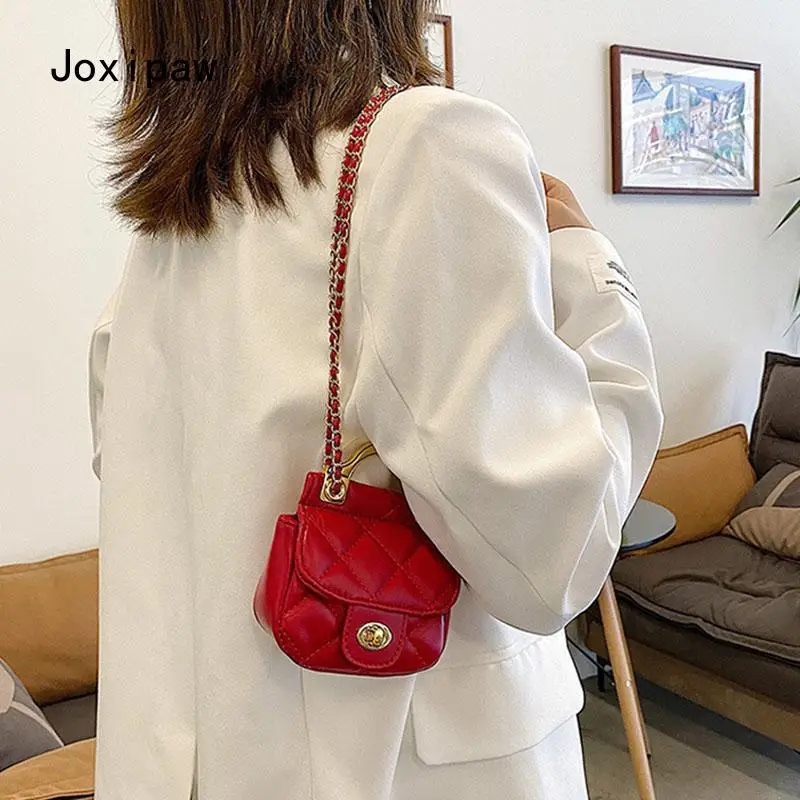 

2022 Women's Luxury Mini Plaid Leather Crossbody Bag with Short Handle Chain Branded Shoulder Handbag and Wallet