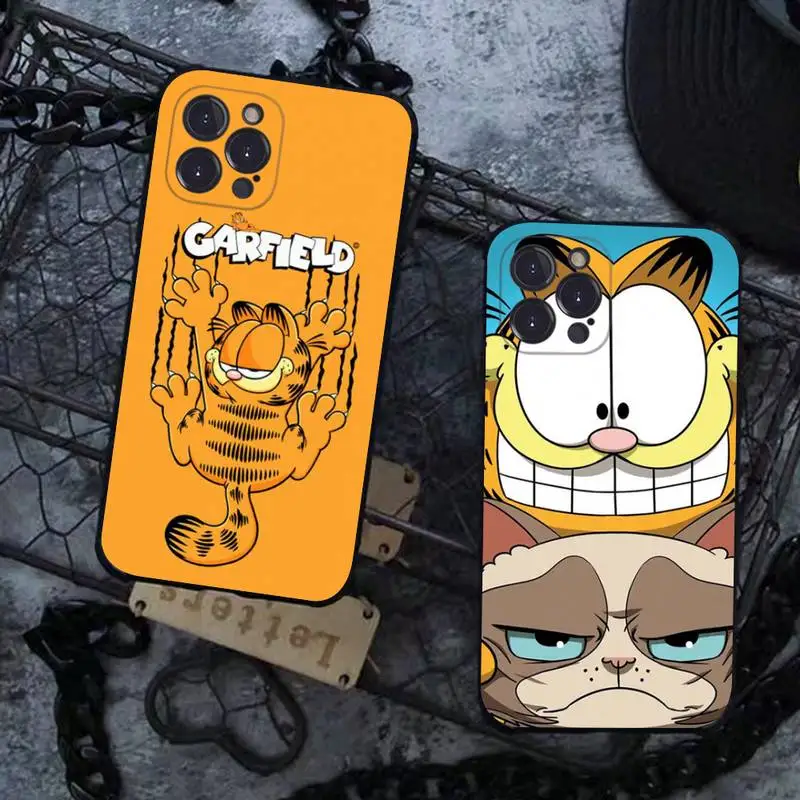 

Miniso Garfieldes cat Phone Case Silicone Soft for iphone 14 13 12 11 Pro Mini XS MAX 8 7 6 Plus X XS XR Cover