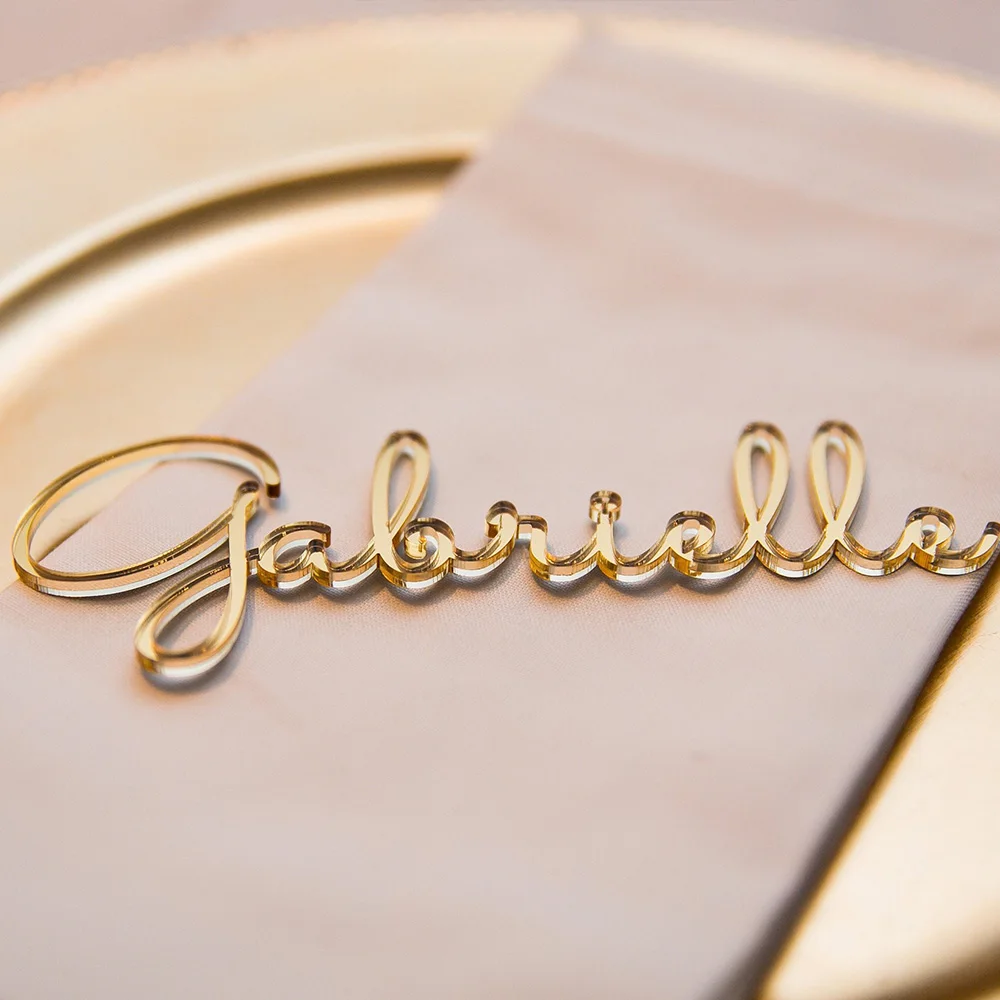 

Свадебные именные таблички из акрила, 20 шт., золотые