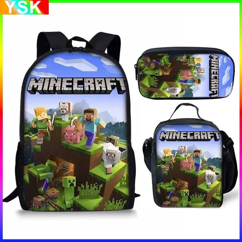 

Microsofted Minecraft Schoolbag Primary School Student Backpack Children's Schoolbag Large Capacity Anime Cartoon Backpack