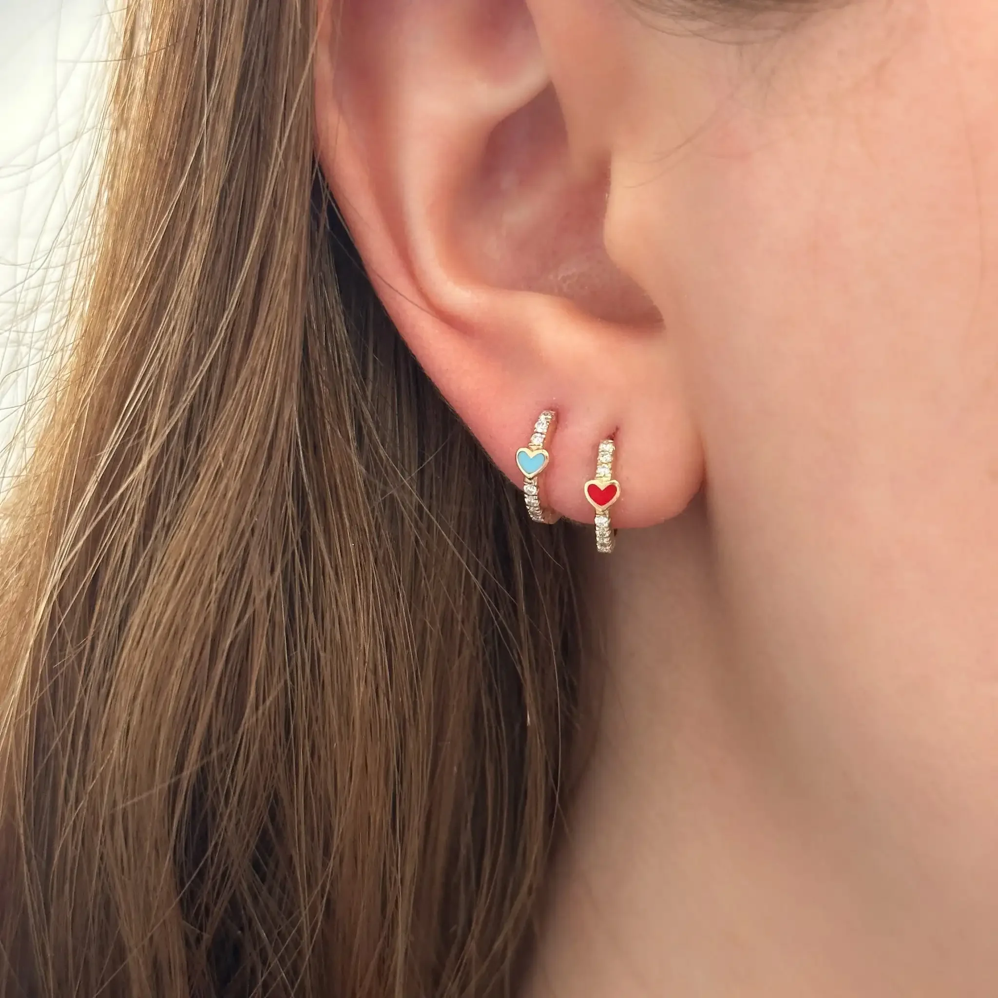 Женские серьги-кольца с эмалью 3 цвета