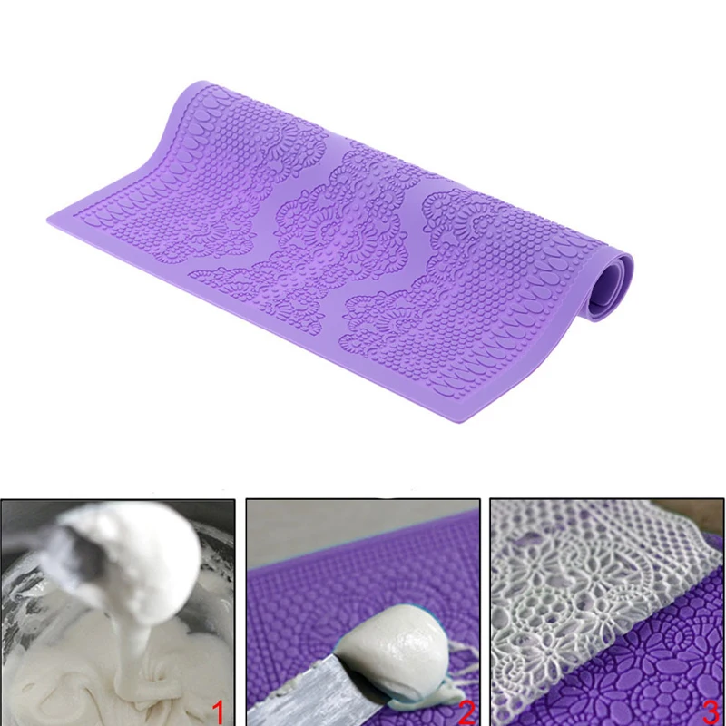 

Кружевной коврик для тиснения, форма для торта «сделай сам», рельефное Силиконовое кружево для помадки, инструмент для выпечки и украшения ...