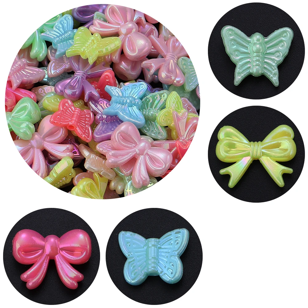 100-200 шт. акриловые бусины с покрытием красочная форма банта Ожерелье сделай сам