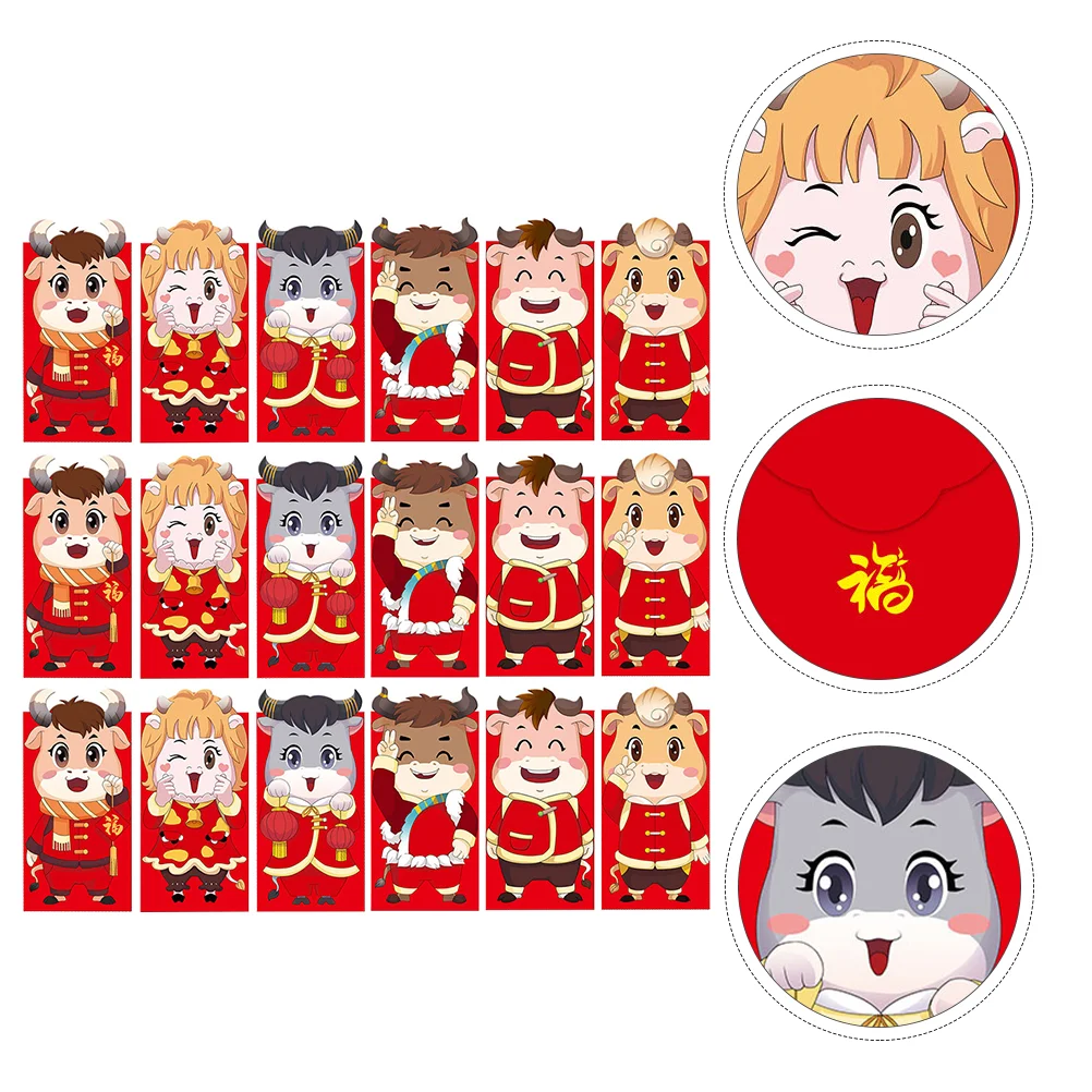 

Money Year Envelope New Ox Lunarpacket Giftlucky Wedding Pocket Wrap Birthday Favors Pockets Red