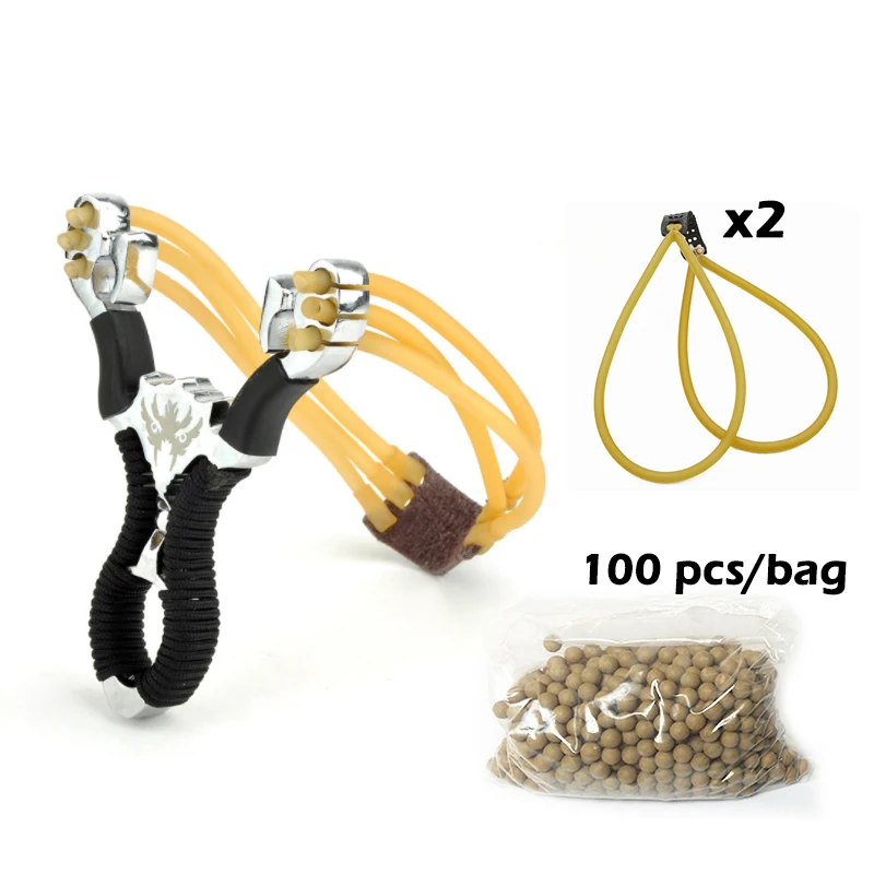 

Outdoor Portable Powerful Aluminium Alloy Wolf Slingshot With Mud Ball Crossbow Hunting Catapult Outdoor Camping Travel Kits