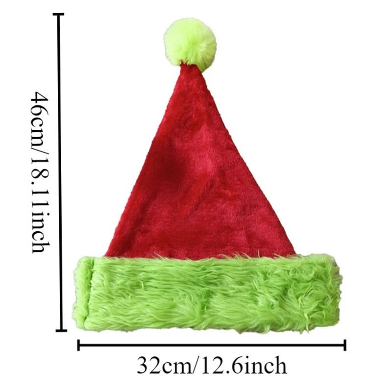 Зеленая и красная рождественская шляпа Grinch праздничная вечеринка атмосфера