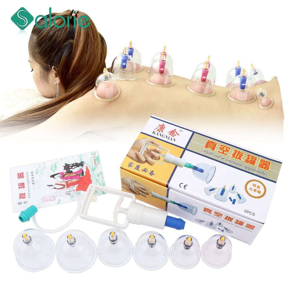 

6 Pieces Vacuum Cupping Body Massager Ventosa Suction Cups Jar Set Plastic Vacuum Suction Therapy Cupping Set Cans Massage Tool