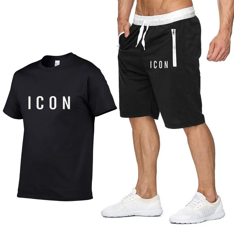 

2022 New ICON printed summer Men's sportswear set short-sleeved T-shirt and sweatpants are men's casual sportswear