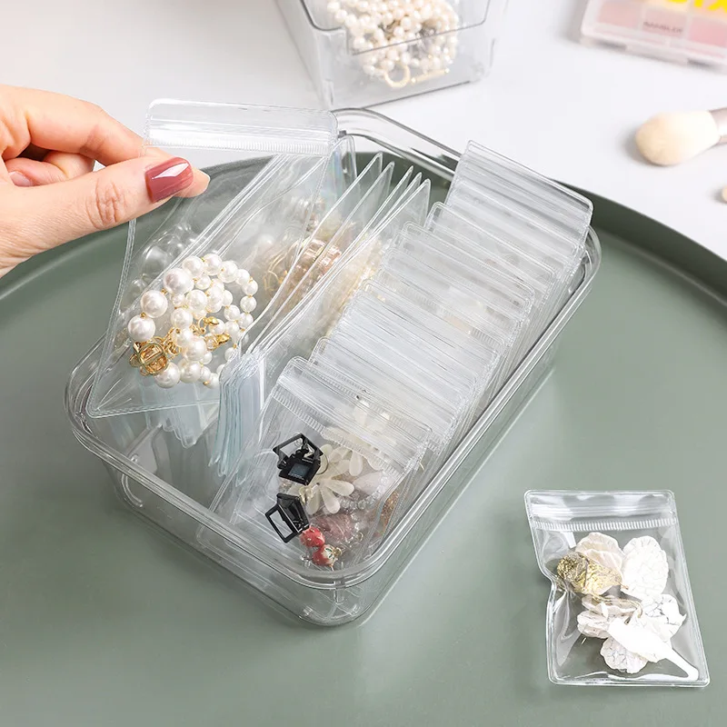 

20pcs/lot Transparent PVC Jewelry Pouches Bags Clear Anti-Oxidation Zip Lock Earring Pendant Necklace Bracelet Storage Holder