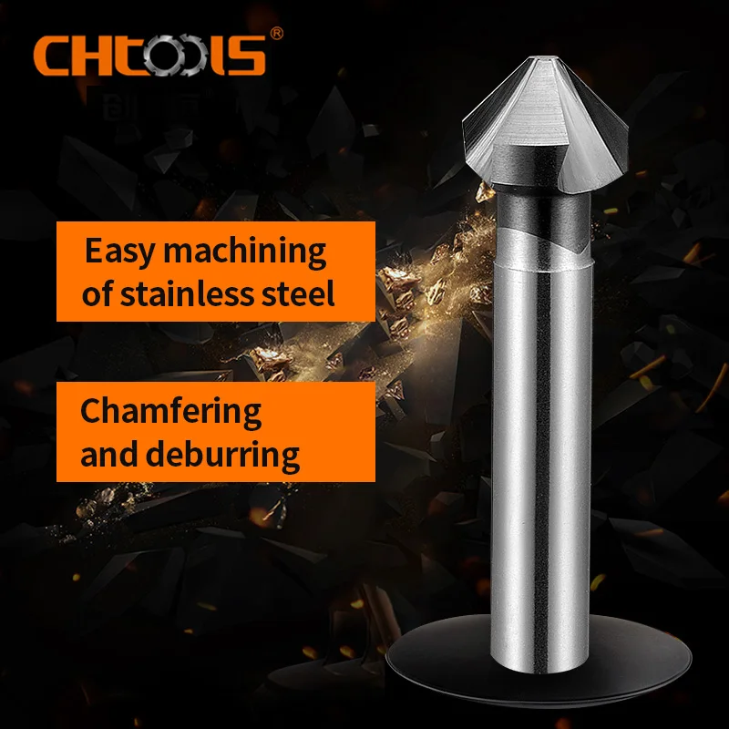 Зенкер CHTOOLS из быстрорежущей стали с цилиндрическим хвостовиком три режущих