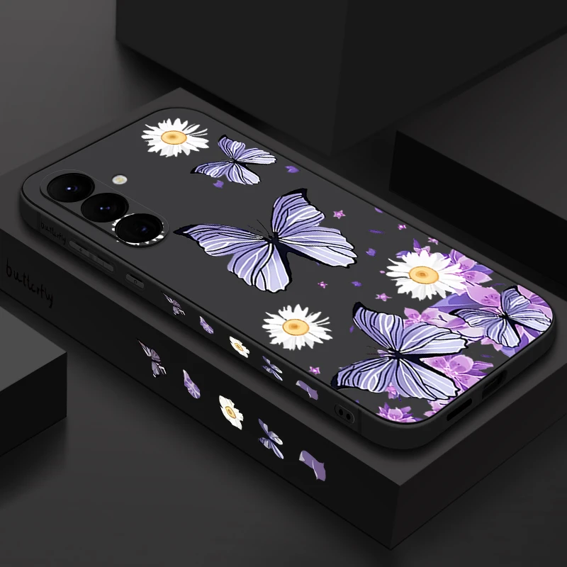 Чехол с рисунком фиолетовой бабочки для Samsung Galaxy A57 A56 A17 A55 A36 A15 A25 A35 A37 A16 5G, мягкий силиконовый чехол для телефона с ремешком (art.: 3920cfb68bdf3) - 3920cfb68bdf3