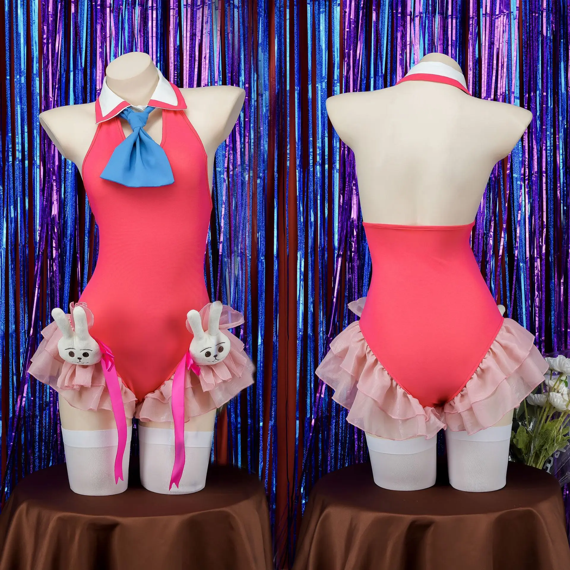 

New Arrival Ai Hoshino Cosplay Costume Pink Performance Dress Swimwear Oshi No Ko Cosplay Wig Bunny Hairpin Women Party Outfit