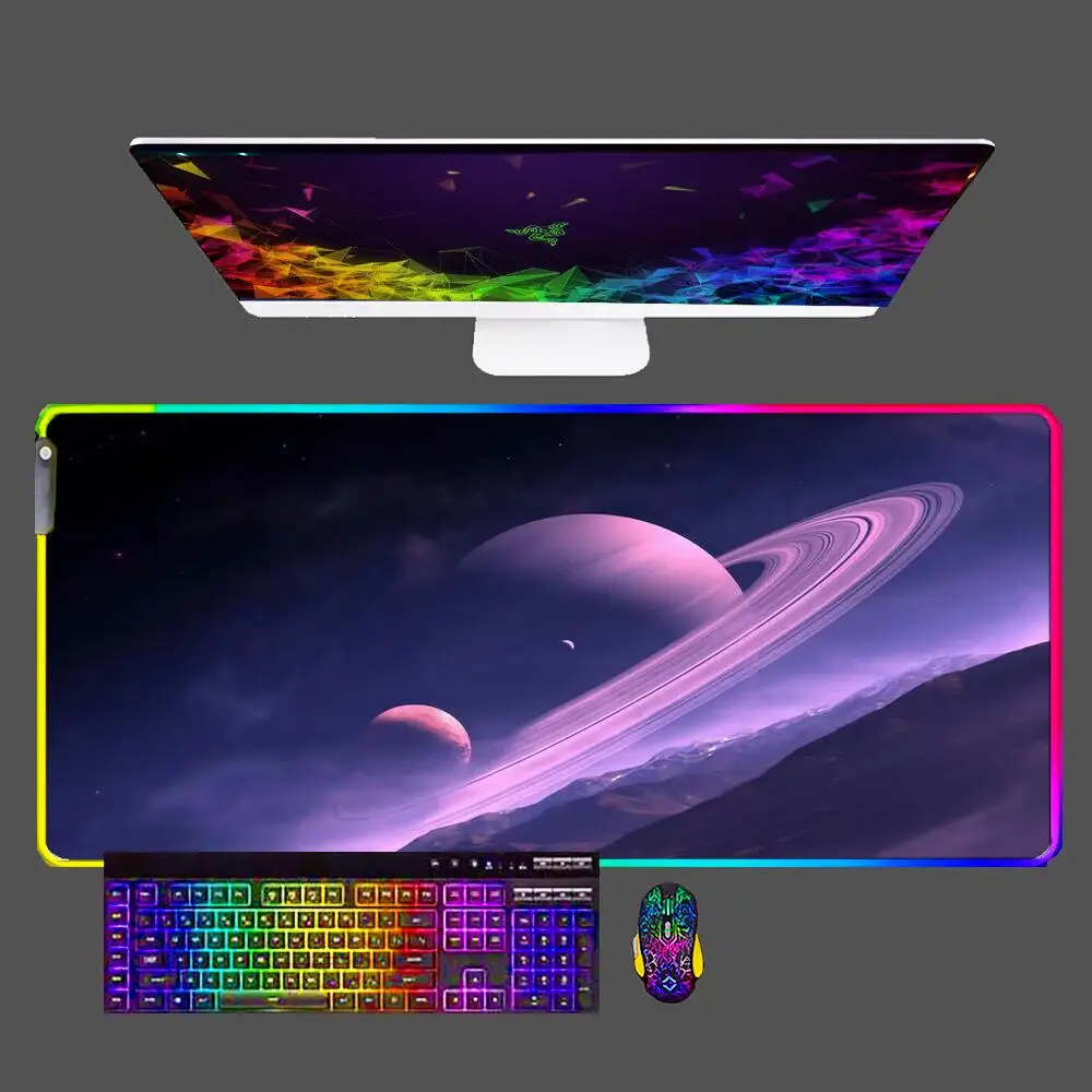 

Звездное небо, крутой компьютерный игровой коврик для мыши RGB, компьютерная клавиатура для ноутбука, Настольный коврик для мыши с большой детской подсветкой, офисный Настольный коврик