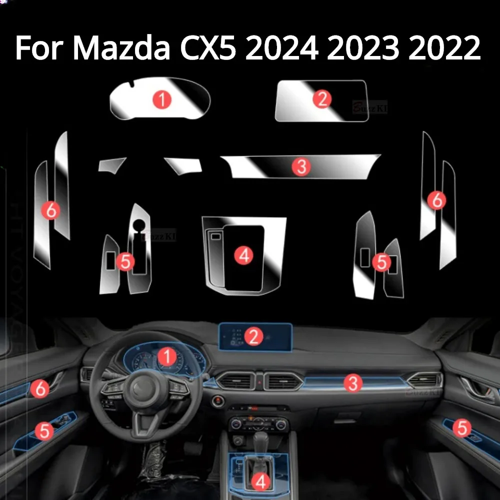 Для Mazda CX5 2024 2023 2022 автомобильные аксессуары интерьерная тонкая пленка прозрачная