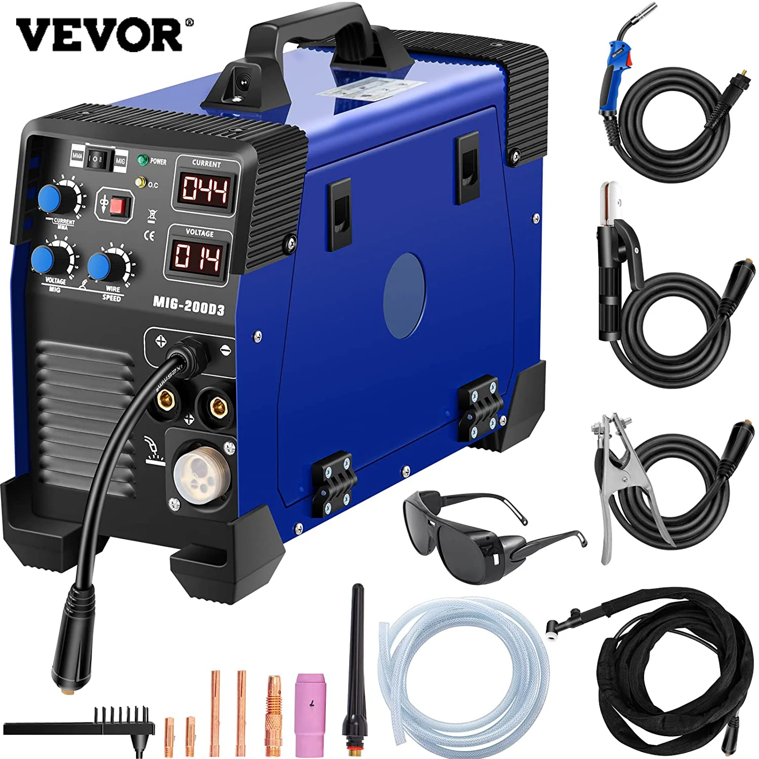 

VEVOR 3 in 1 Welder MIG TIG MMA Inverter Aluminum Welder Semi-automatic Welding IGBT Combo Welding Machine Spot Welder 200A Gas