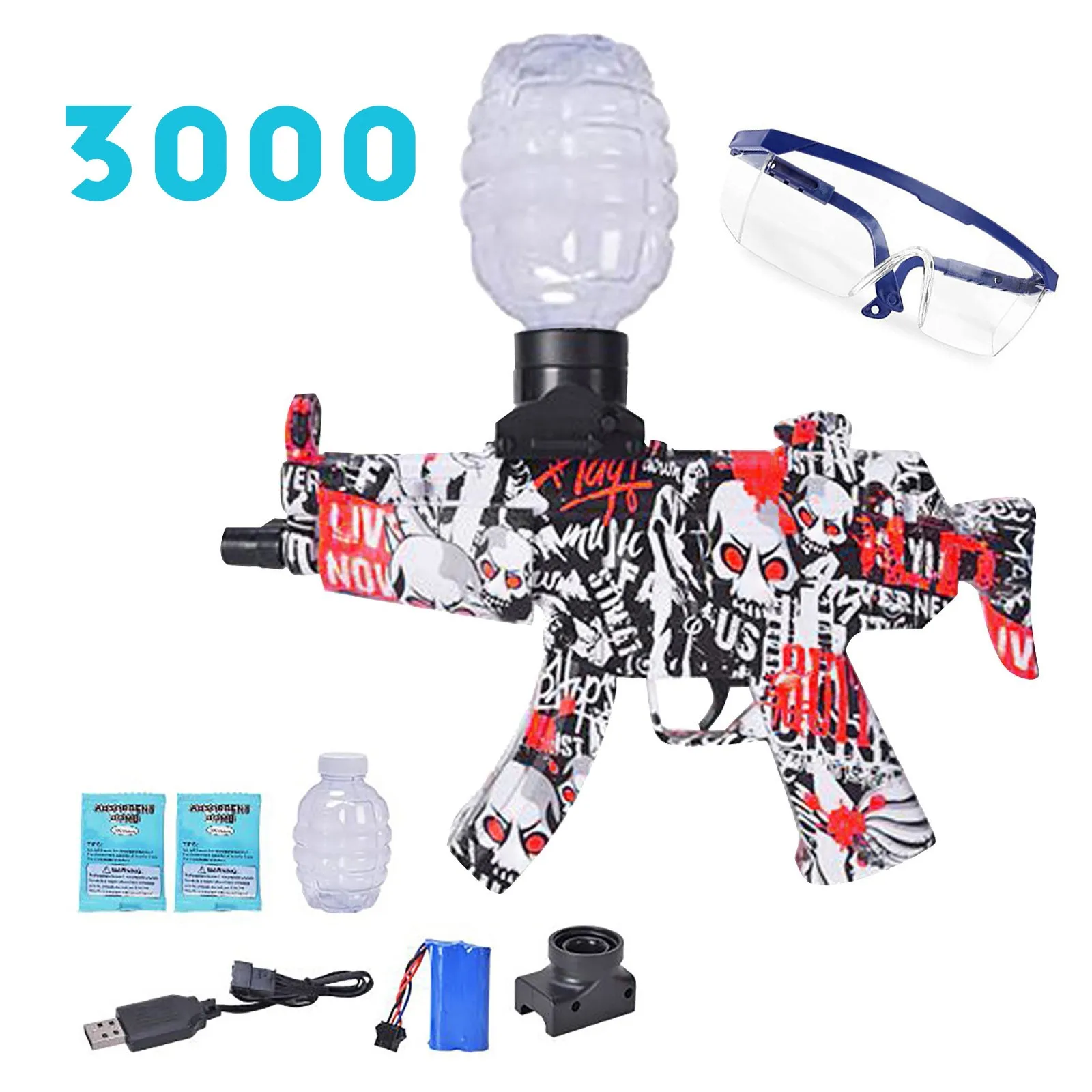 

Ball Electric Gel Ball With 3000 Rounds Hydrogel Ball High Performance Gel Shooting, Backyard Outdoor Activities Shooting Game