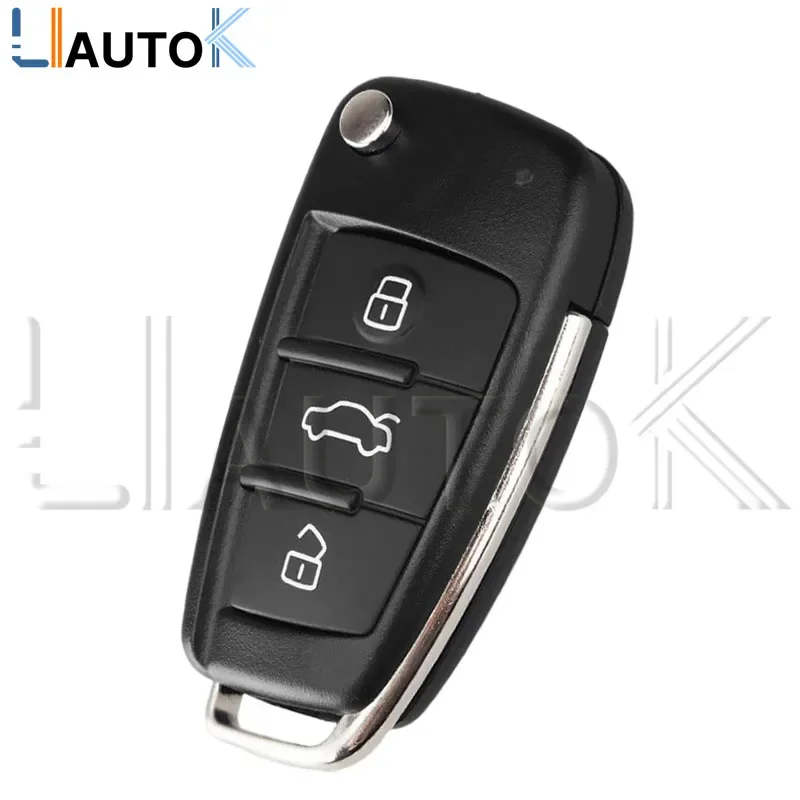 

Складной чехол для автомобильного ключа для Audi Q7 B7 Q3 A3 TT A2 A8 A6 A6L A4 S5 C5 C6 B6 Сменный чехол для дистанционного ключа автомобиля, откидной ключ, 3 кнопки