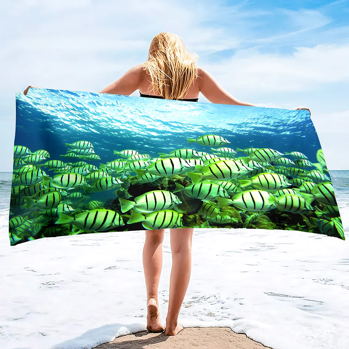 

Natural Scenery SeaWorld Beach Towel,Oversized Microfiber Pool Towel forTravel,Quick Dry Towel Lightweight Sand Proof Bath Towel