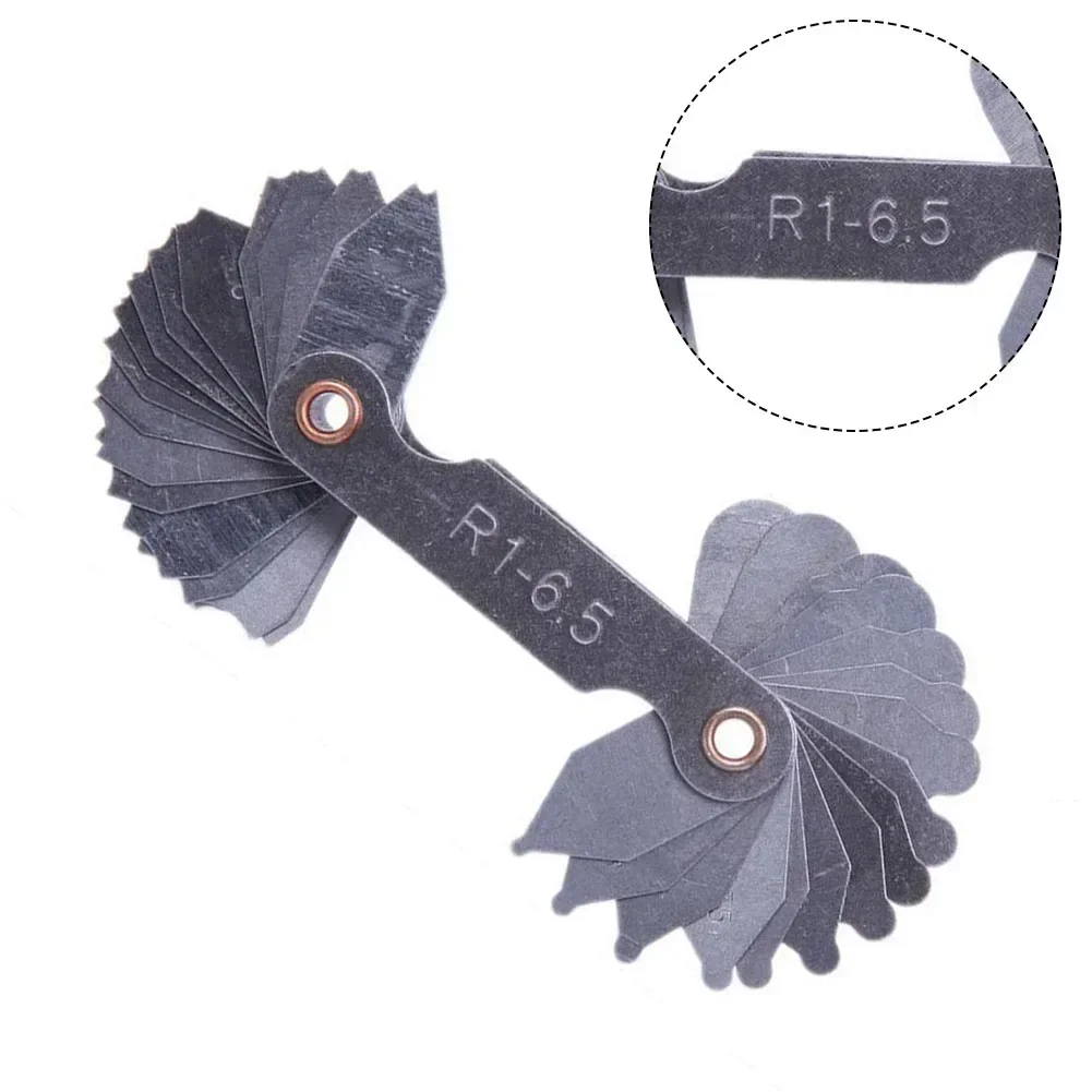 

Шаблон радиуса R Калибр R1-6.5 7-14,5 15-25 25-50 26-80 Пластина радиуса манометра Филе Калибр Внешнее внутреннее вогнутое выпуклое измерение