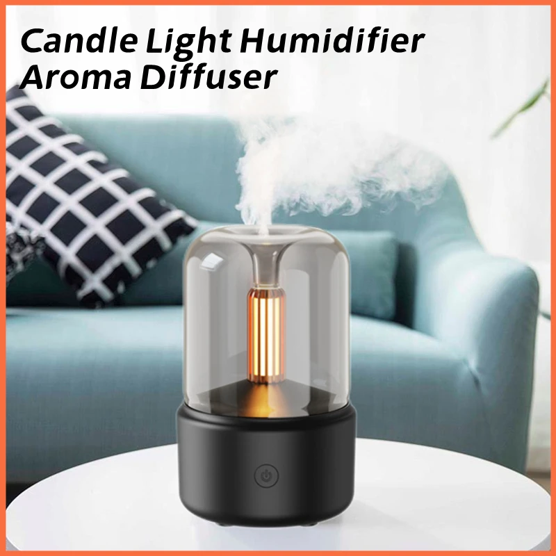 Candle Light Portable Air Humidifier No Water and Power Failure Protection Fragrance Diffuser Essential Oils 120ML Aroma Home