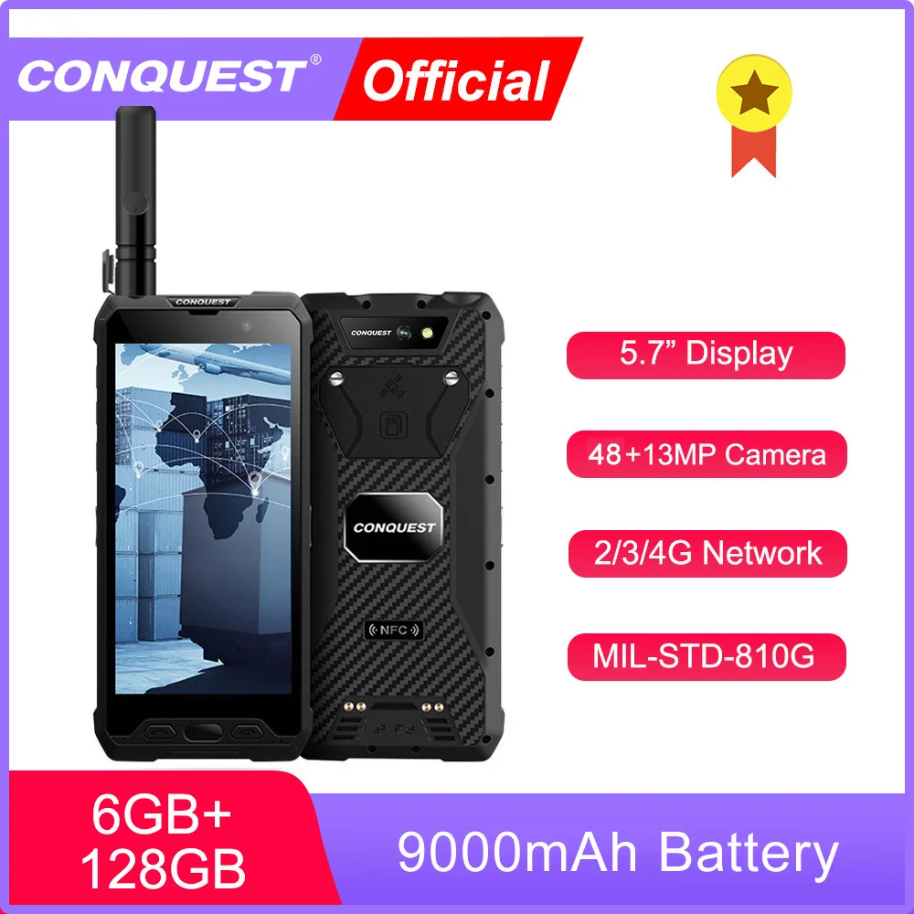 

CONQUEST S18 9000mAh IP68 Waterproof Rugged Smartphone Mobile Phone Fingerprint Android 4G LTE Global Version Cell Phone