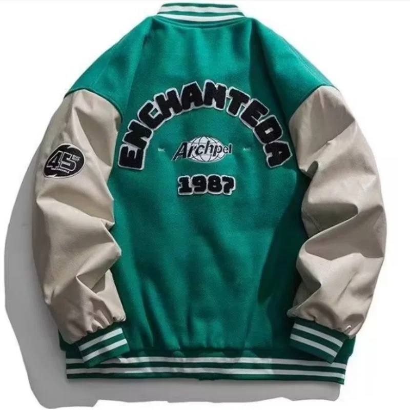 Мужская бейсбольная куртка с надписью демисезонная шерстяная из искусственной