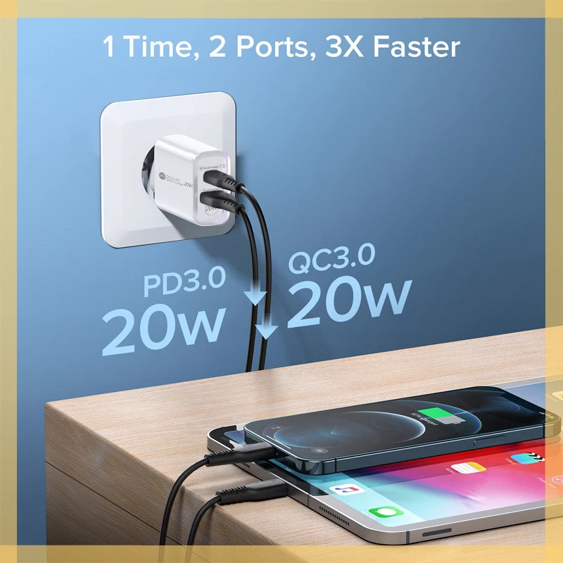 

Maerknon PD 20W USB Charger Quick Charge QC 3.0 Fast Phone Wall Charger Adapter For iPhone 13 12 Pro iPad