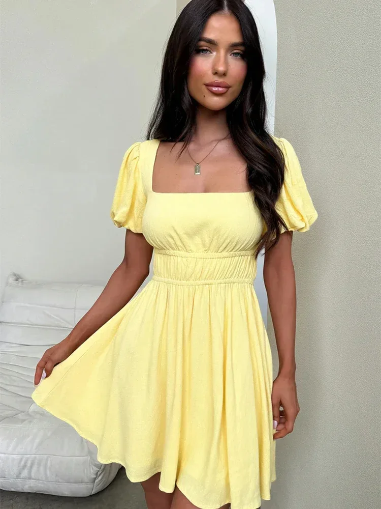 Женское однотонное эластичное плиссированное мини-платье элегантное облегающее