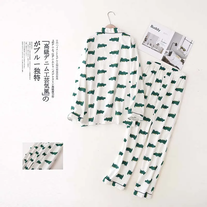 Selling Men's Pajamas Set Spring And Autumn Fresh Style Long Sleeve+Pants  Full Cotton Comfort Homewear Loose Casual Wear