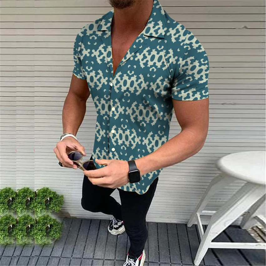 

2022 Summer Men's Slim Fit Dress Shirts Printed Summer Clothes Shirts for Men High Quality Super Men's Shirts