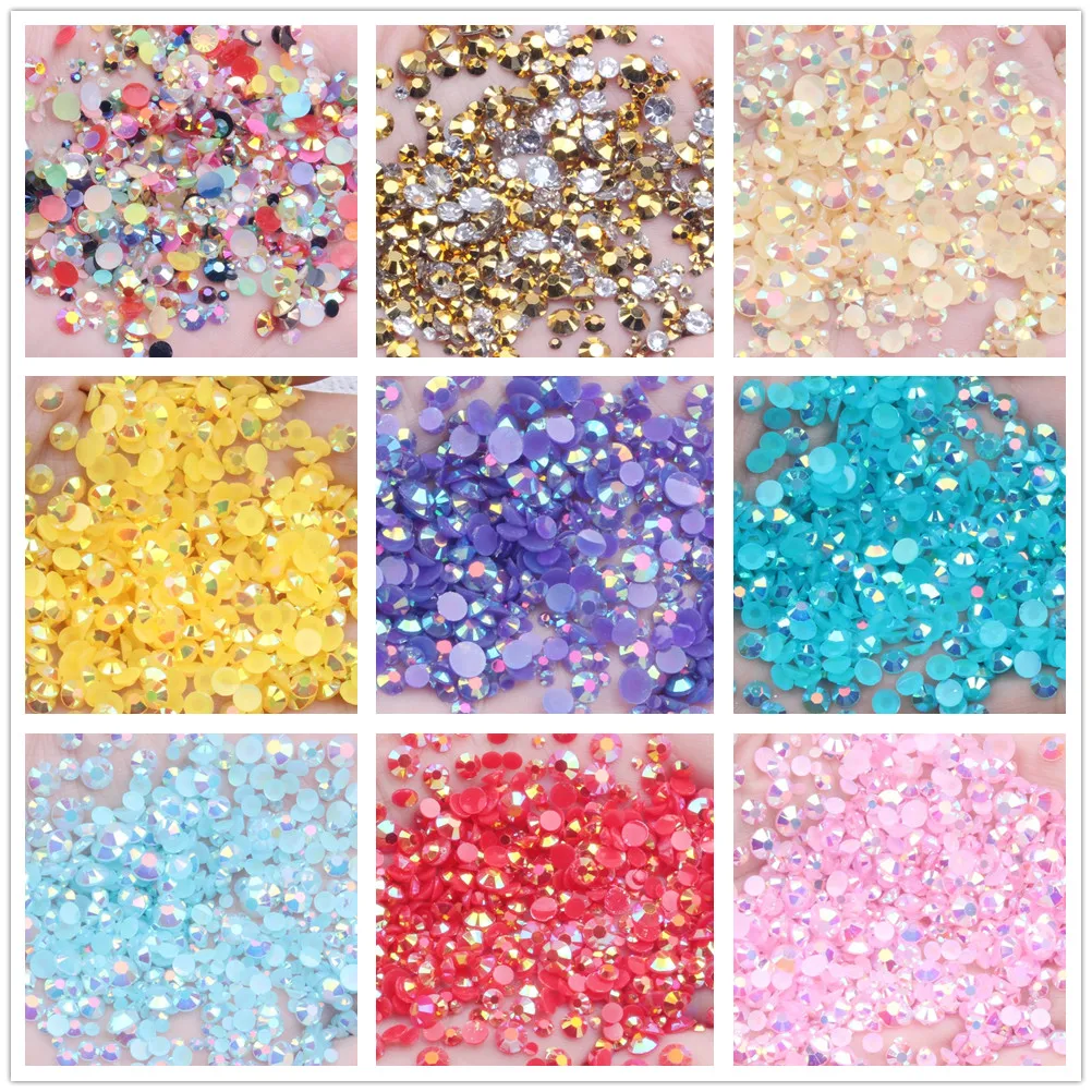 

2mm-6mm 1000pcs Resin Non Hot Fix Rhinestones Bulk Wholesale AB Flat Back Plastic Crystals Nail DIY Glitters Stone