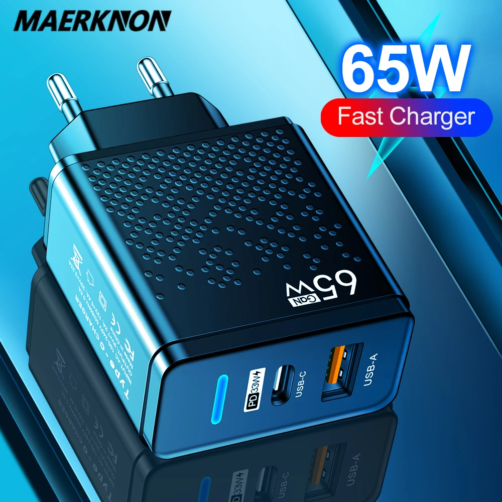 

65W GaN USB C Charger PD Fast Changing For iPhone 11 Huawei Xiaomi Samsung QC 3.0 Mobile Phones USB Type C Charger Phone Adapter