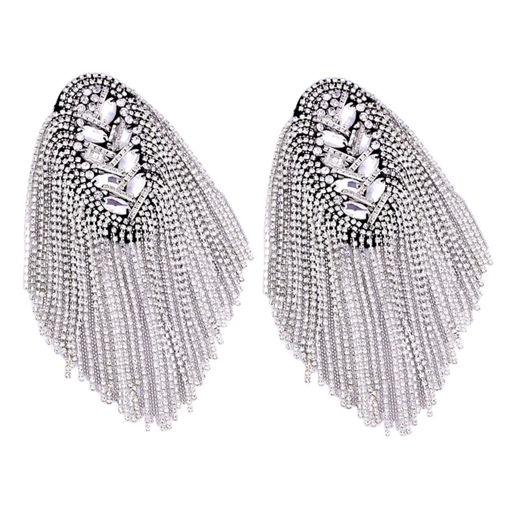 

Shoulder Epaulets Sports Clothing Mark Fringe Epaulet Tassels Shoulder Board Rhinestone Fringe Badge Uniform Epaulettes