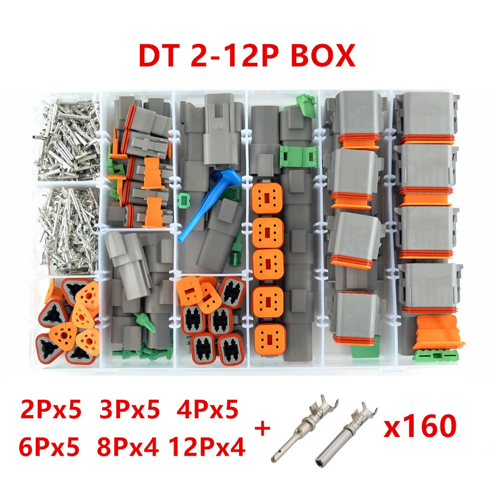 

Deutsch DT series 2-12P Waterproof Wire Connector Kit DT06-2S DT04-2P Automotive Sealed Plug DT connector with terminals box