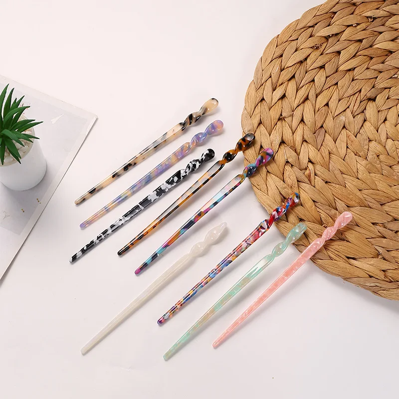 

Antique Acetic Acid One-word Hairpin All-match Simple and Modern Temperament Ladies Hairpin Headdress Plate Ball Hairpin Hairpin