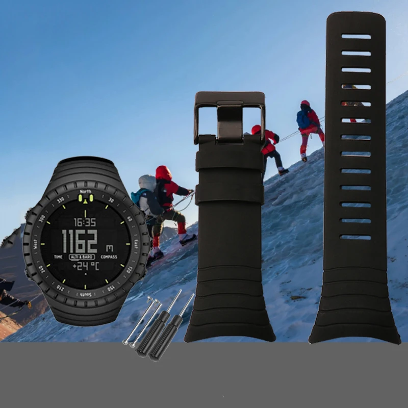 

Smart Silicone watches band Rubber strap wristband bracelet 25mm watchband for SUUNTO CORE wristwatches belt Free tools