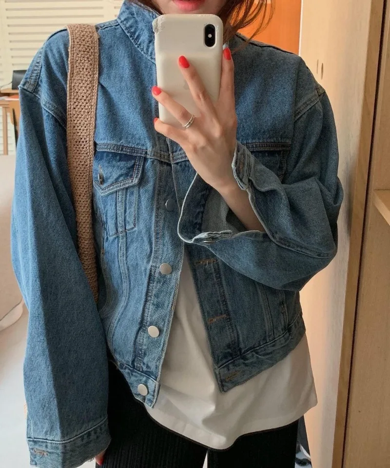Осень 2024 Повседневная Универсальная джинсовая куртка Neploe для уменьшения