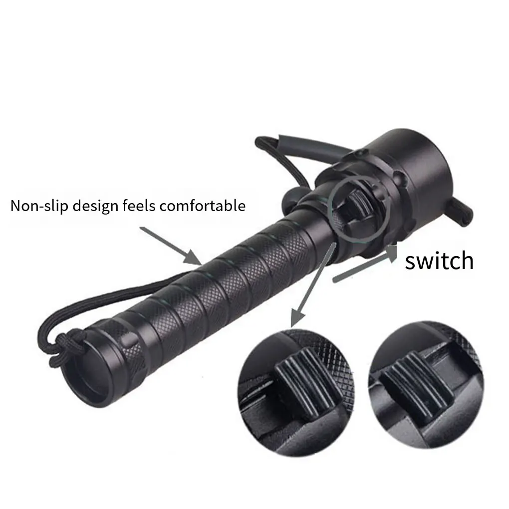 

Diving Flashlight Outdoor Waterproof Torch Rechargeable Underwater Lantern Inspection Nonslip Light Fishing Lamp