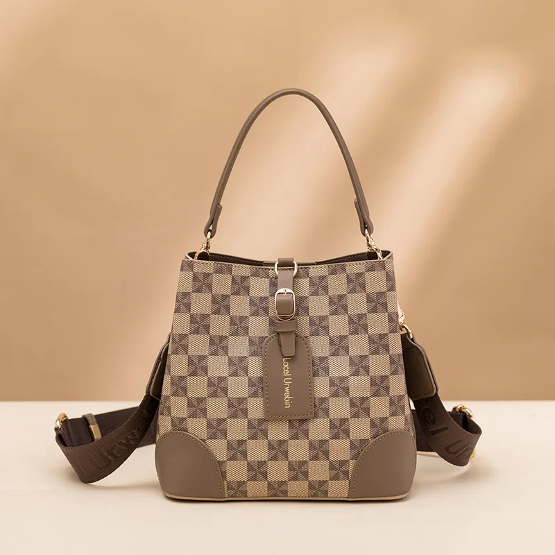 2023 New Famous Designer Plaid Bucket Bags High Quality Casual Women Purse And Handbags Luxury Fashion Shoulder Messenger Bags