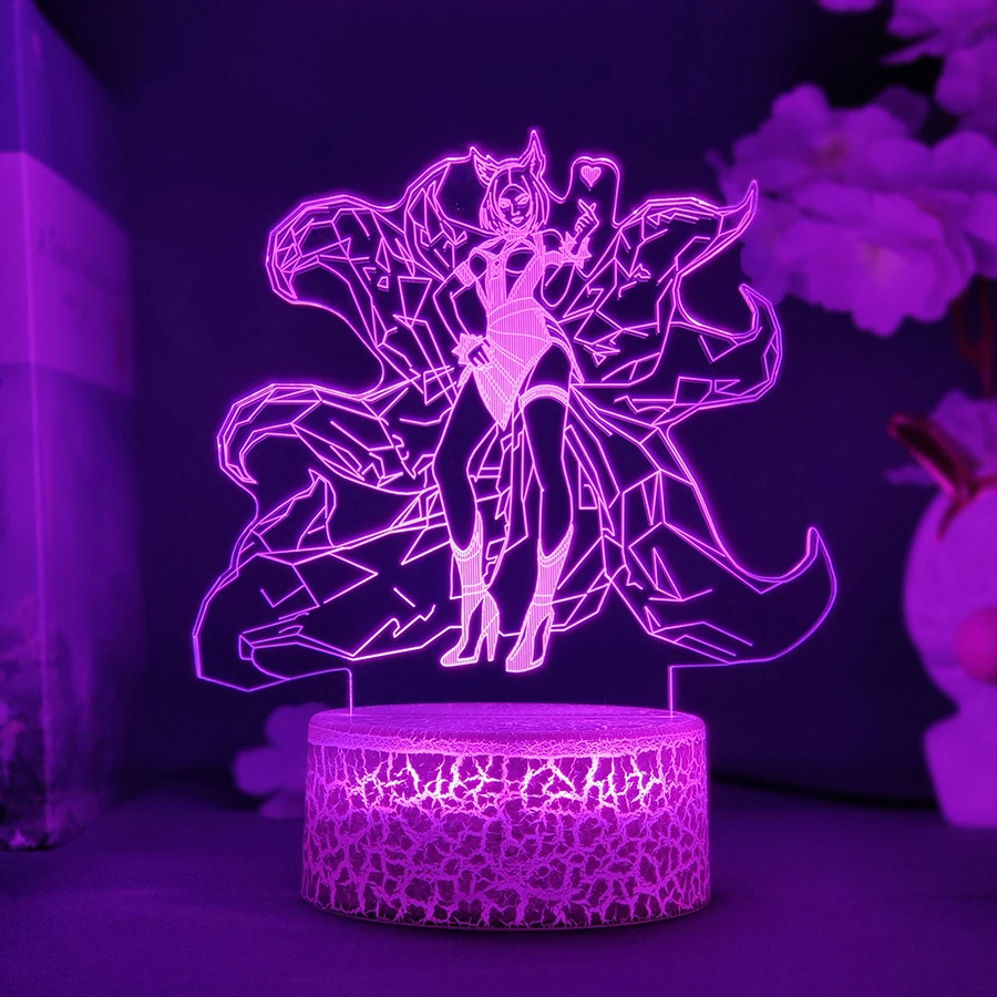 

3D Apex League of Legends LOL Ahri The Nine-Tailed Fox Kda Collectible Toys 3D Game Lamp RGB Touch Sensor Lights Birthday Gifts