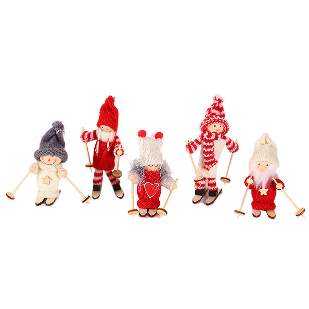 

Christmas Decorornaments Woodtree Hanging Santa Wooden Decoration Ornament Ski Figurine Toy Plush Carving Decorations Gift Props