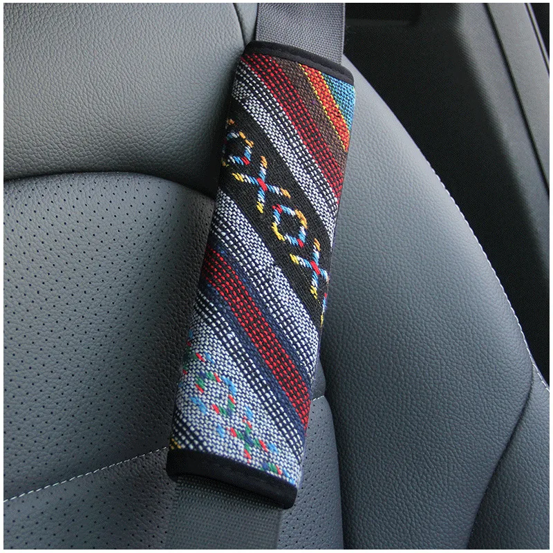

Car Seat Belt Shoulder Guard Protective Cover Ethnic Style Linen Car Seatbelt Shoulder Cover Protective Cover Insurance Belt