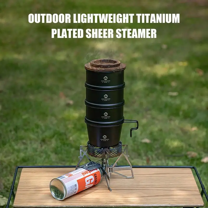 

Camping Food Steamer Set Portable Steaming Pot Vegetable Stainless Steel Steamer Tool Even Heating Camping Steamer Tool For