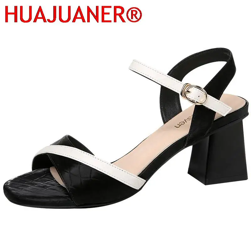 

Сандалии женские на высоком квадратном каблуке, Босоножки с открытым носком, ремешок с пряжкой и цепочкой, модная летняя обувь